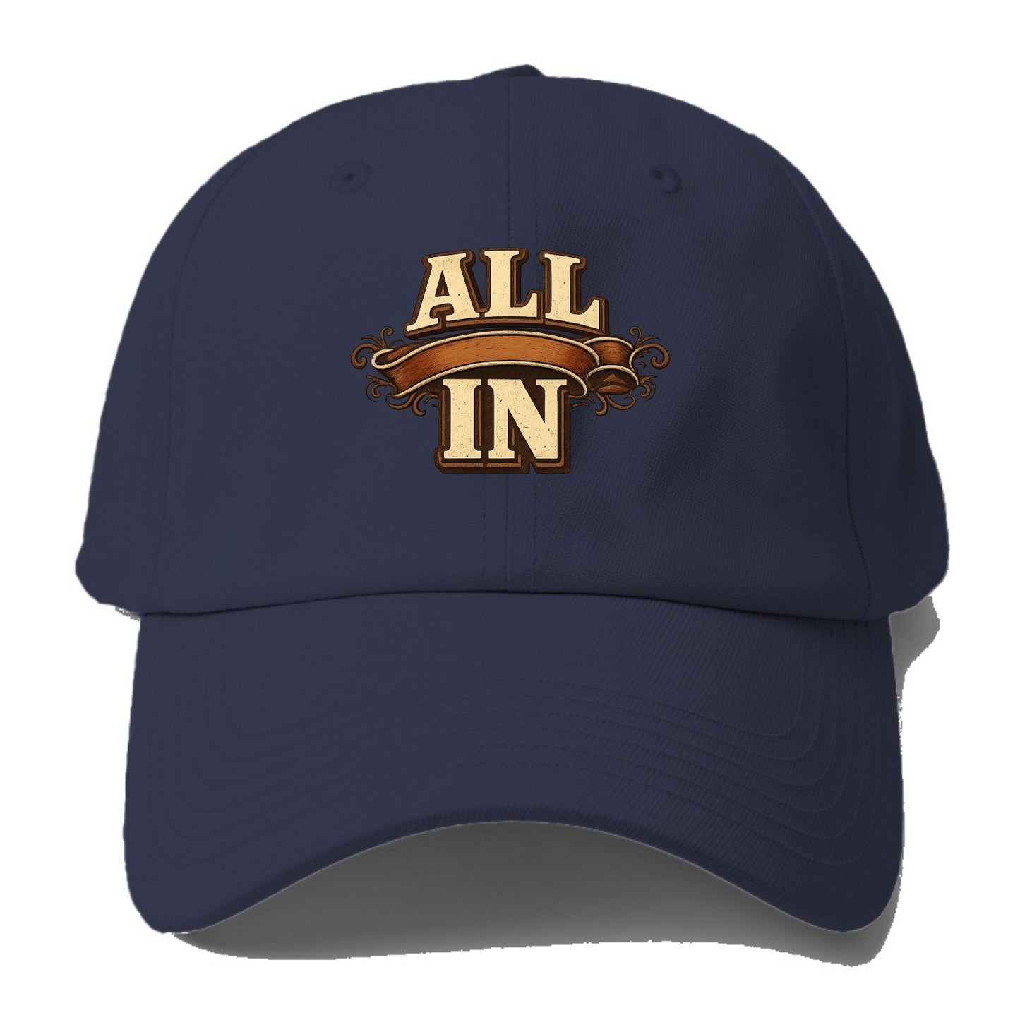 Bold typography design - "ALL IN" - complete commitment, no holding - Baseball Cap For Big Heads - Twilight Navy(Blue)