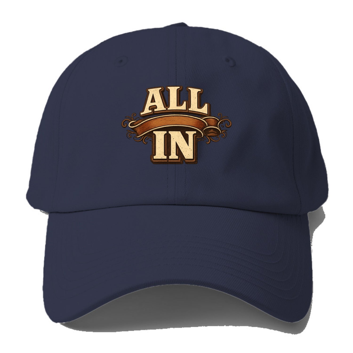 Bold typography design - "ALL IN" - complete commitment, no holding - Baseball Cap For Big Heads - Twilight Navy(Blue)