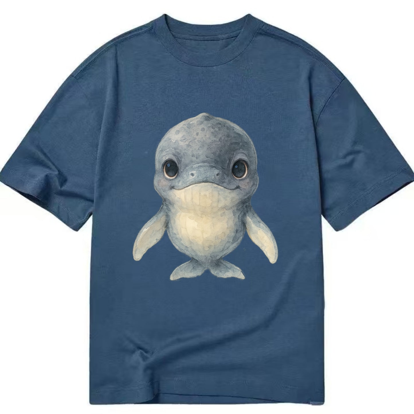 Baby Humpback Whale - dark gray with white flippers, large gentle eyes, - Classic T-shirt - Twilight Navy(Blue)