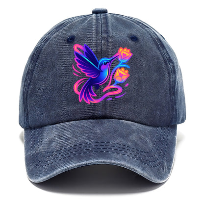 Hummingbird delivering miniature love letters tucked inside flower envelopes - Classic Cap - Twilight Navy(Blue)