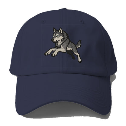 Wolf Leaping Action  - Baseball Cap For Big Heads - Twilight Navy(Blue)