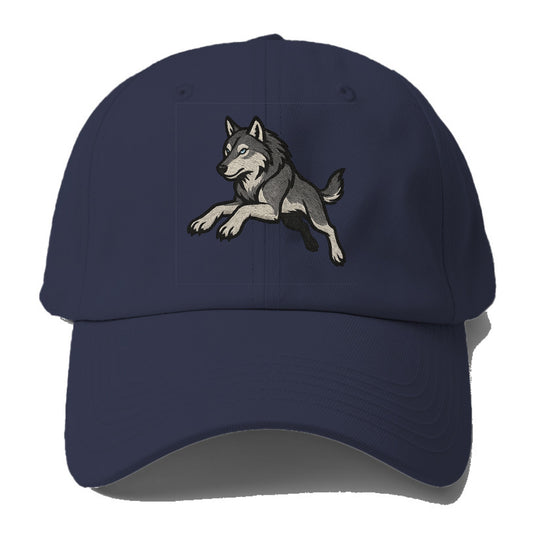 Wolf Leaping Action  - Baseball Cap For Big Heads - Twilight Navy(Blue)