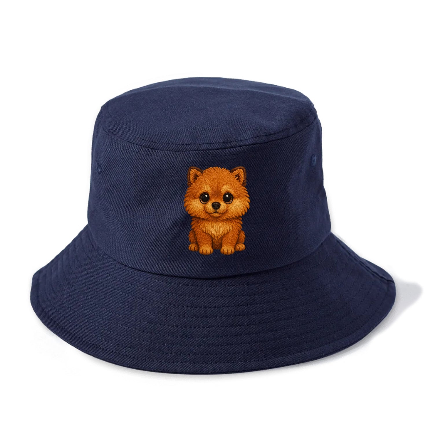 Baby Pomeranian Puppy - fluffy orange ball, fox face, tiny body, bright eyes, - Bucket Hat - Twilight Navy(Blue)