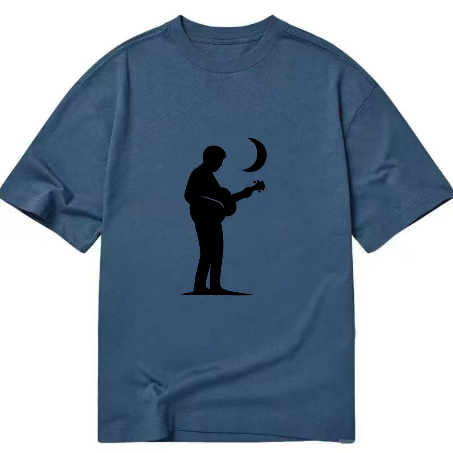Guitarist playing acoustic under moonlight - Classic T-shirt - Twilight Navy(Blue)