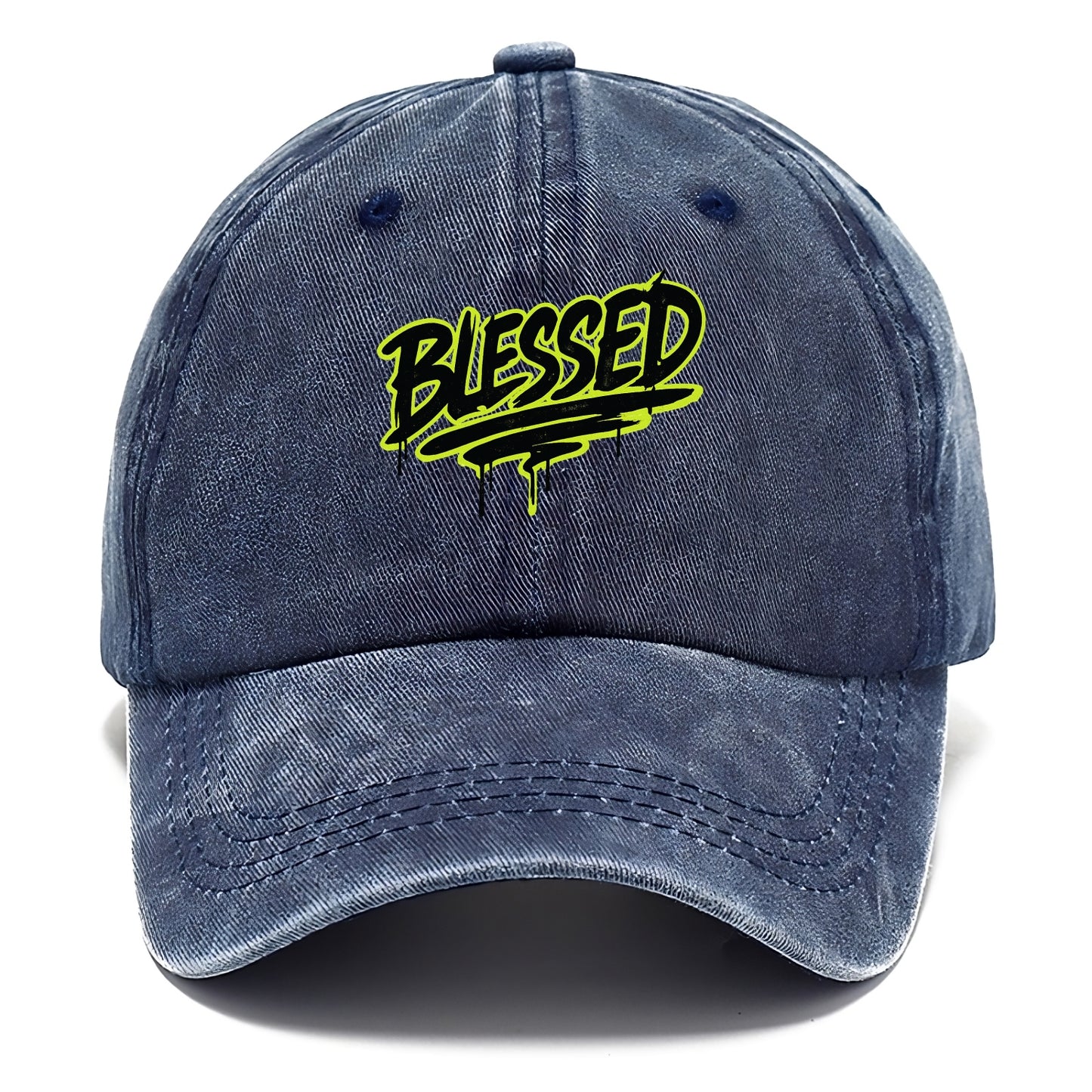 Bold typography design - "BLESSED" - recognizing good fortune, abundance - Classic Cap - Twilight Navy(Blue)