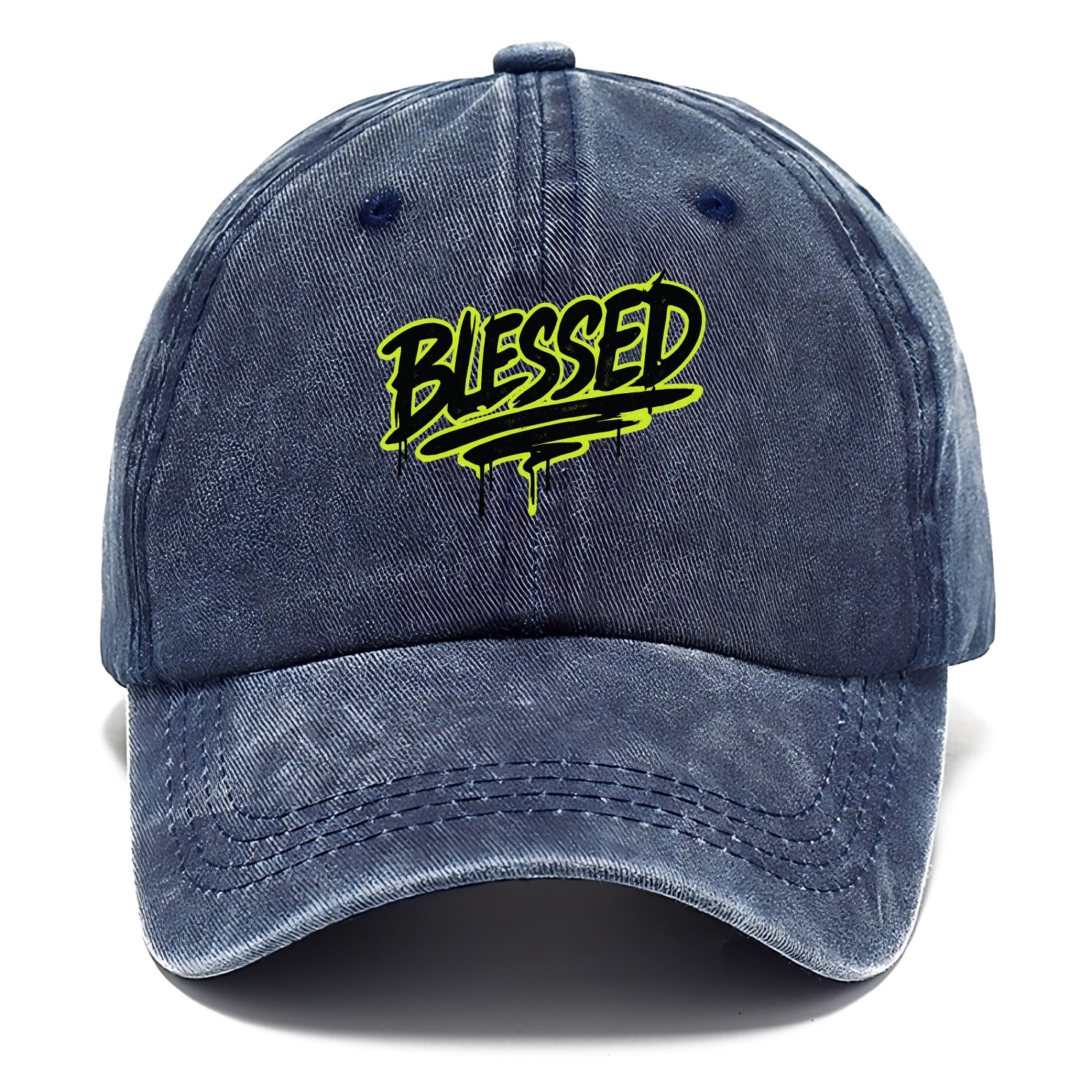 Bold typography design - "BLESSED" - recognizing good fortune, abundance - Classic Cap - Twilight Navy(Blue)