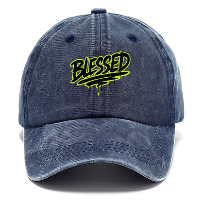 Bold typography design - "BLESSED" - recognizing good fortune, abundance - Classic Cap - Twilight Navy(Blue)