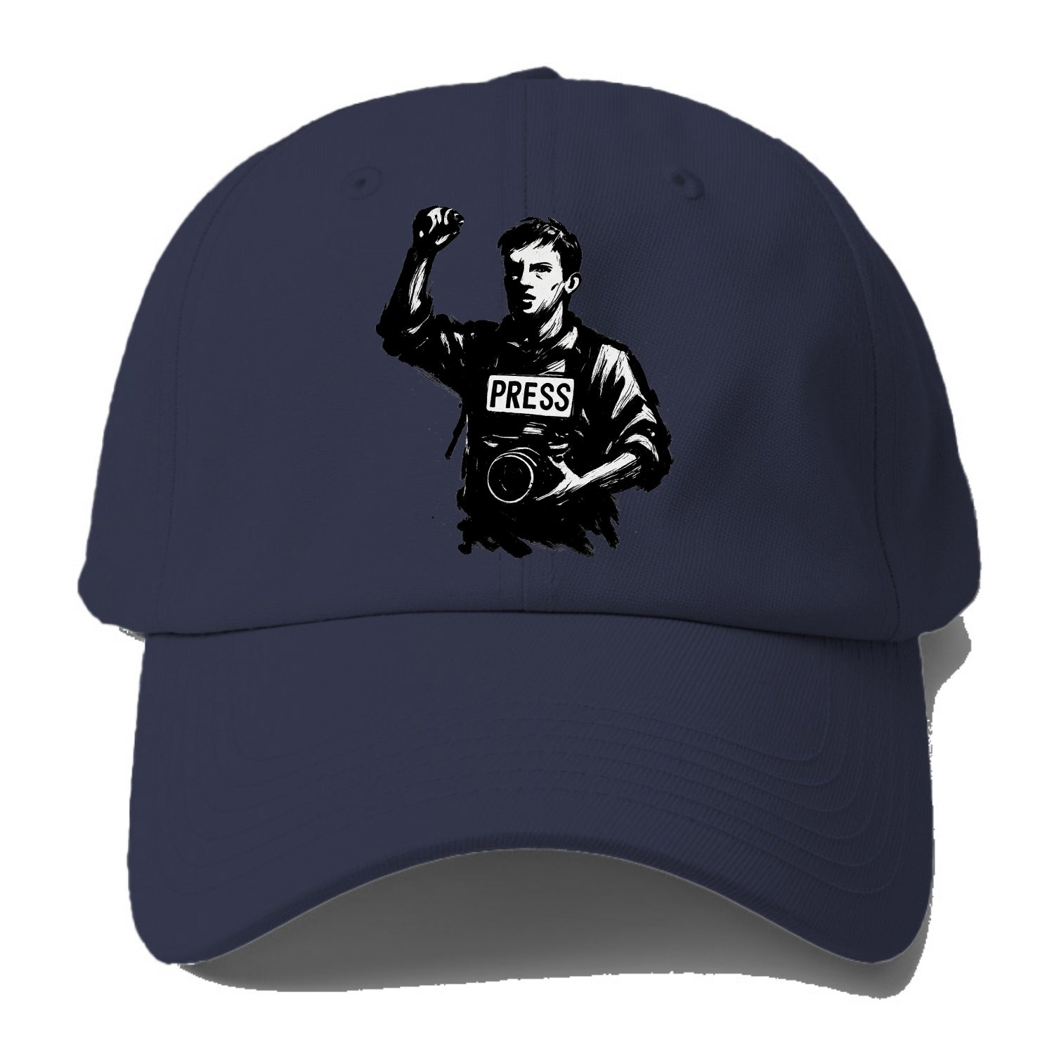 Journalist with camera - press freedom ink painting - Baseball Cap - Twilight Navy(Blue)