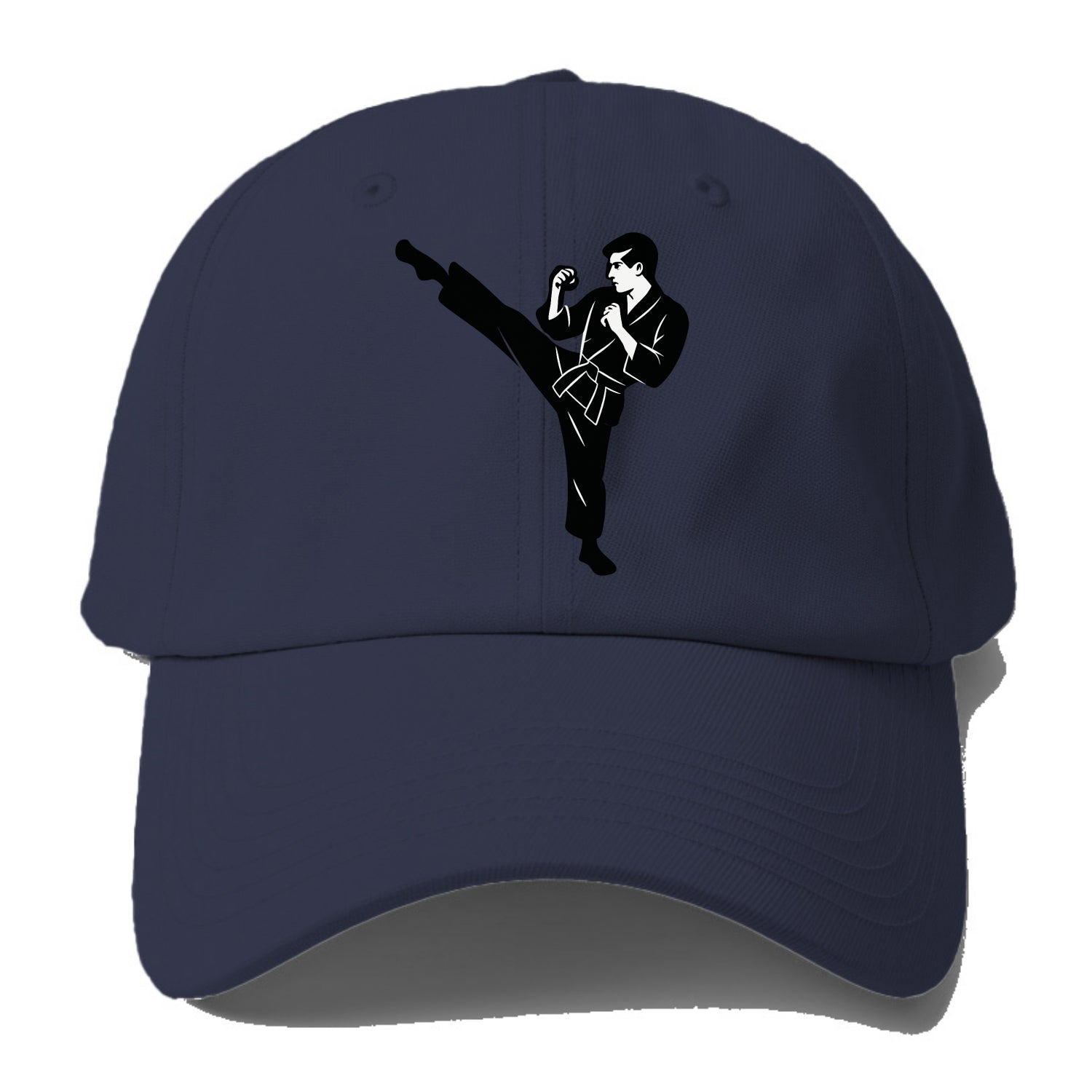 Martial artist performing a high kick - Baseball Cap - Twilight Navy(Blue)