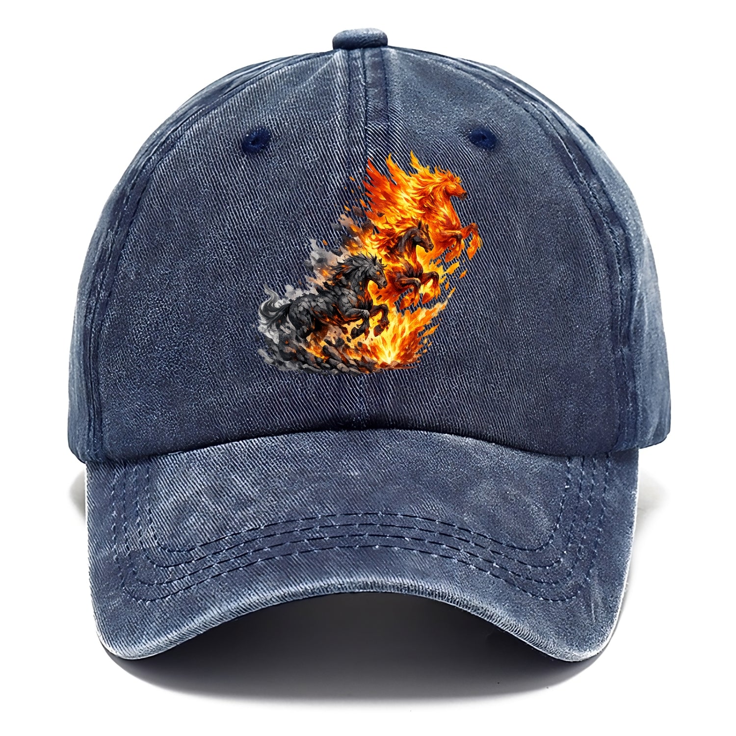 INFERNO STALLION | Horse made entirely of living flames | Blazing mane and tail | - Classic Cap - Twilight Navy(Blue)