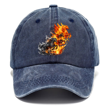 INFERNO STALLION | Horse made entirely of living flames | Blazing mane and tail | - Classic Cap - Twilight Navy(Blue)
