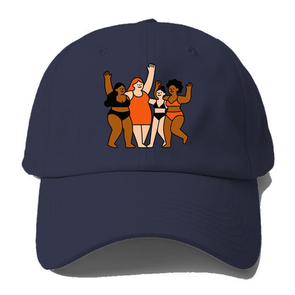 Diverse body types celebrating together - body positivity movement, all bodies are - Baseball Cap - Twilight Navy(Blue)