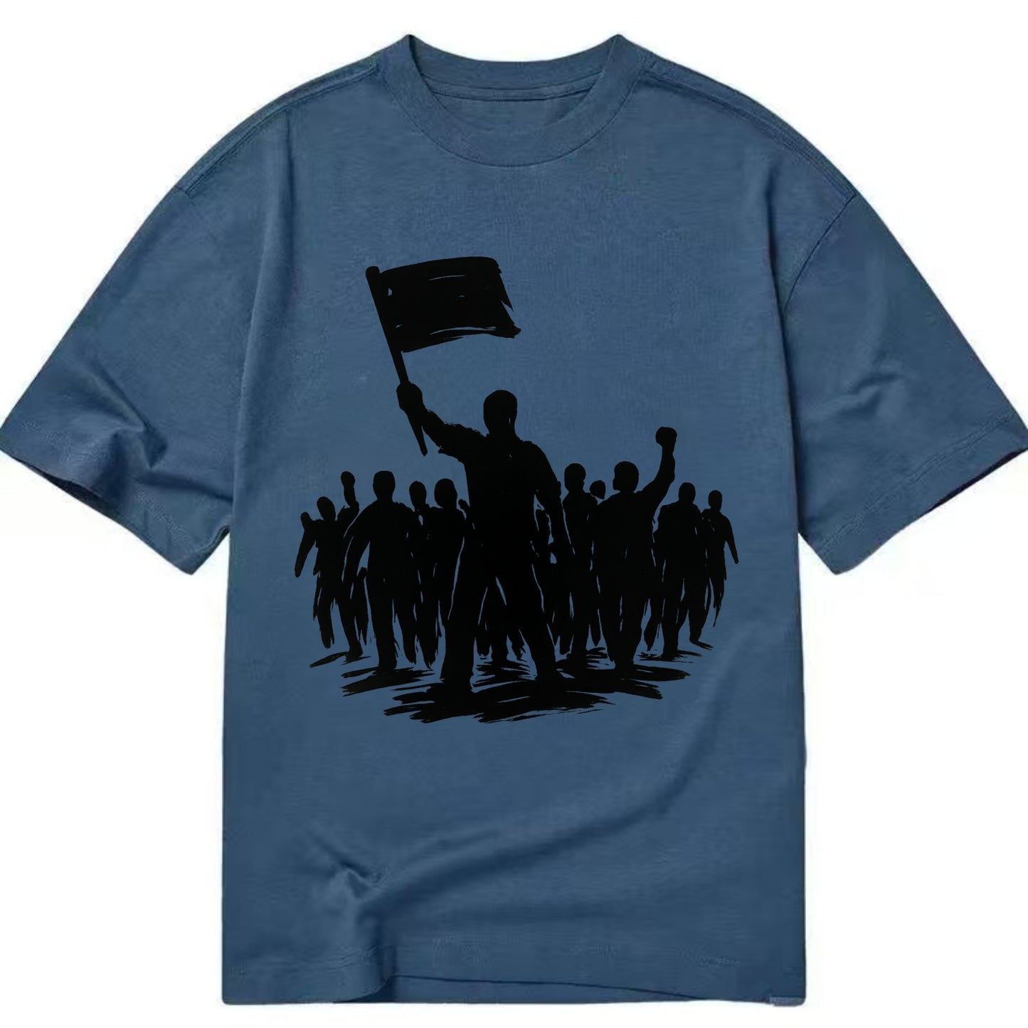 Crowd of protesters marching - solidarity movement ink painting - Classic T-shirt - Twilight Navy(Blue)