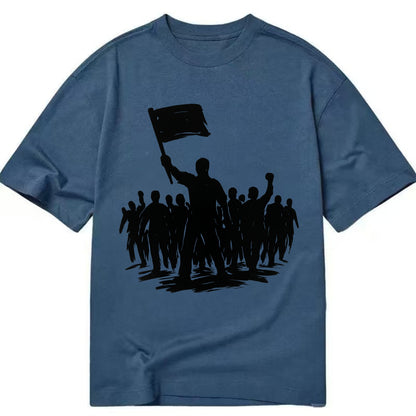 Crowd of protesters marching - solidarity movement ink painting - Classic T-shirt - Twilight Navy(Blue)