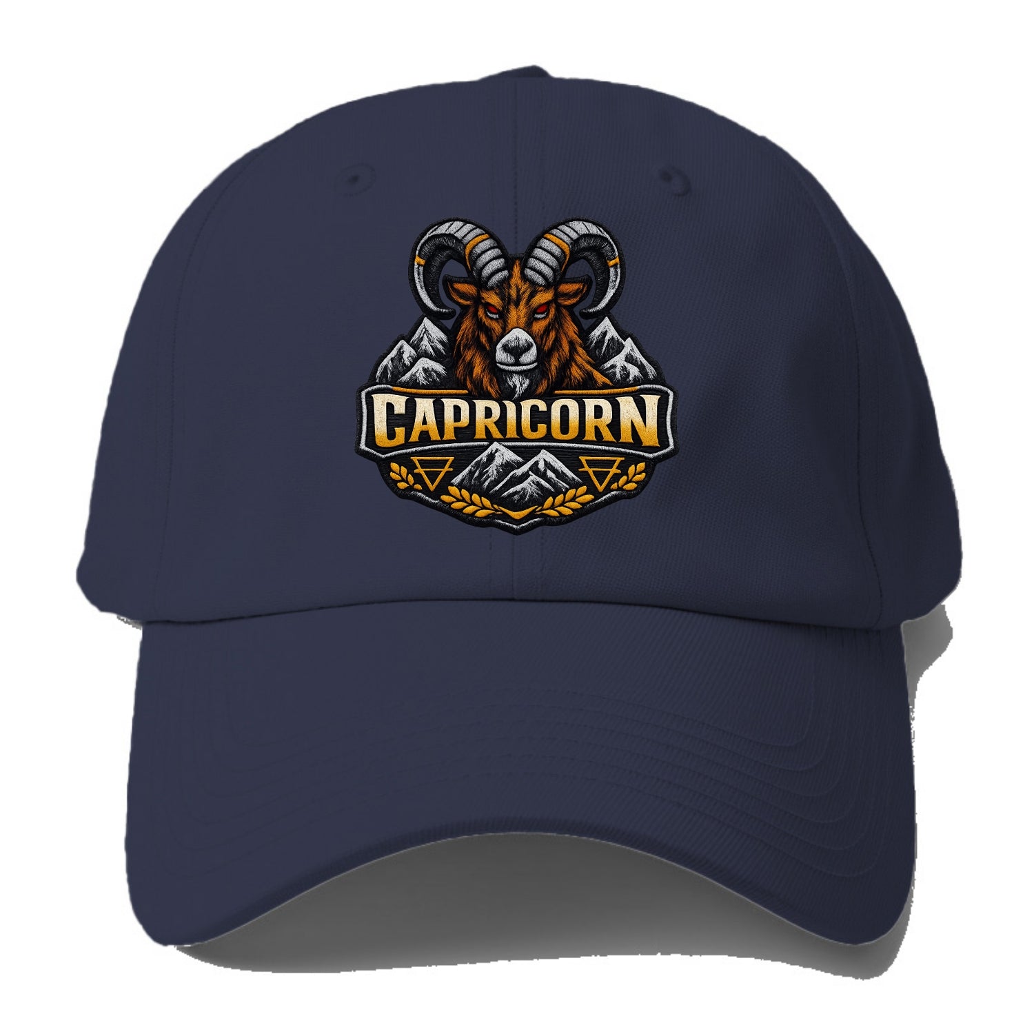 CAPRICORN GOAT - mountain goat in brown and gray , earth sign - Baseball Cap - Twilight Navy(Blue)