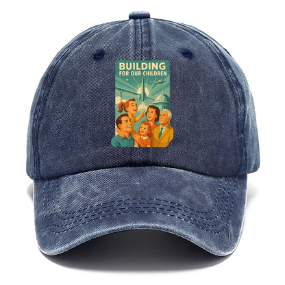 Multiple generations celebrating progress together - "Building for Our Children" - - Classic Cap - Twilight Navy(Blue)