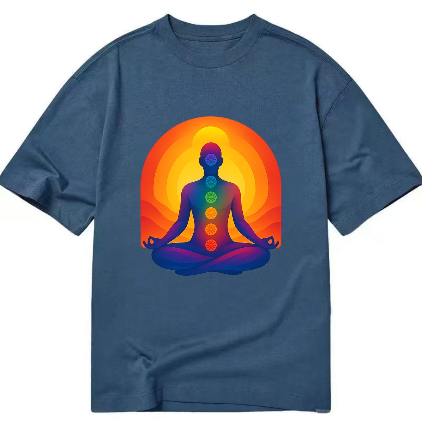 Sunset Meditation - Figure in lotus pose Classic T-shirt - Twilight Navy(Blue)