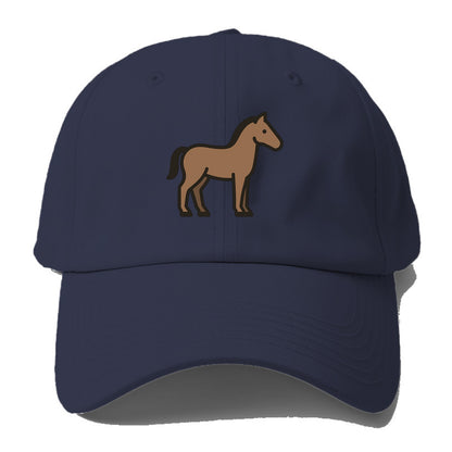 Horse - Brown standing pose flat side profile - Baseball Cap For Big Heads - Twilight Navy(Blue)
