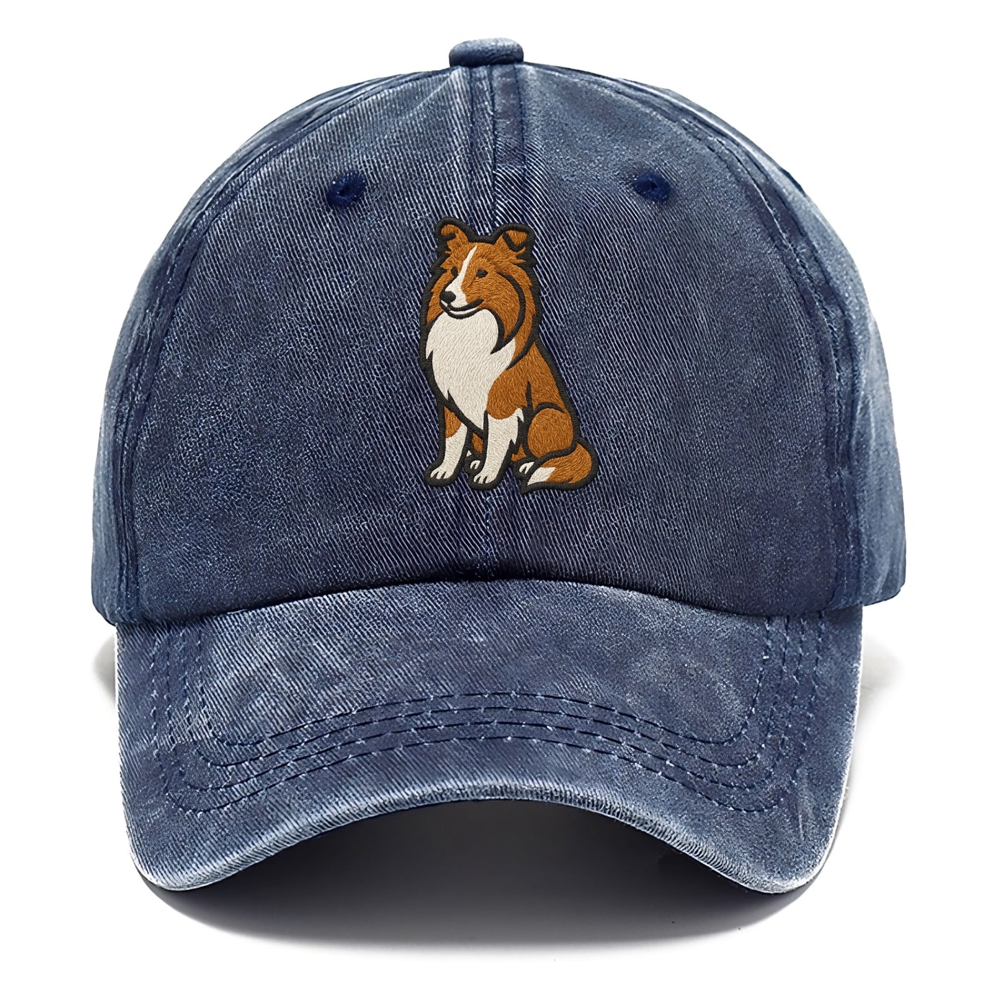 Shetland Sheepdog - Sable and white embr Classic Cap - Twilight Navy(Blue)