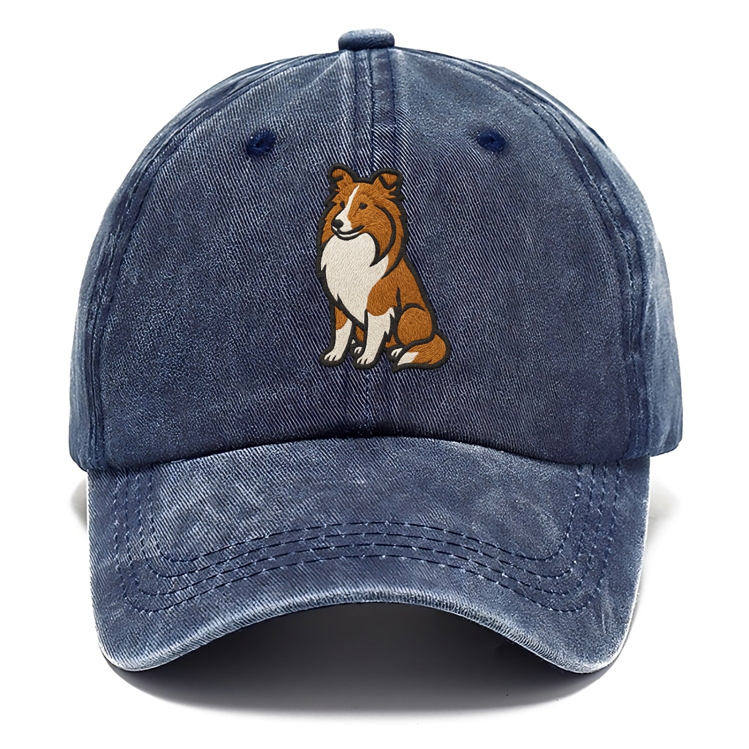 Shetland Sheepdog - Sable and white embr Classic Cap - Twilight Navy(Blue)