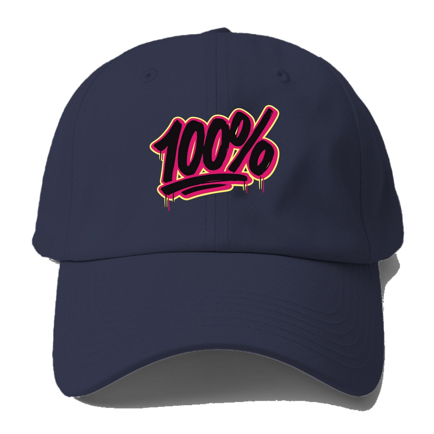 Bold typography design - "100%" - all in, fully committed - Baseball Cap For Big Heads - Twilight Navy(Blue)
