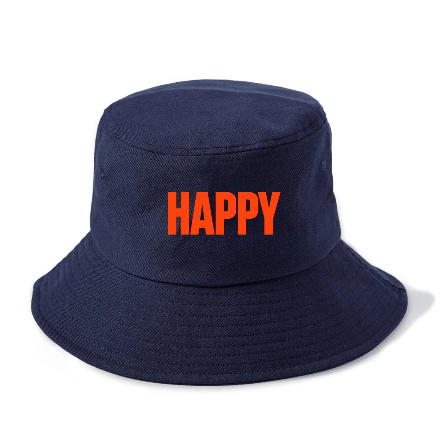 Bold typography design - "HAPPY" - joyful, content, pleased - Bucket Hat - Twilight Navy(Blue)