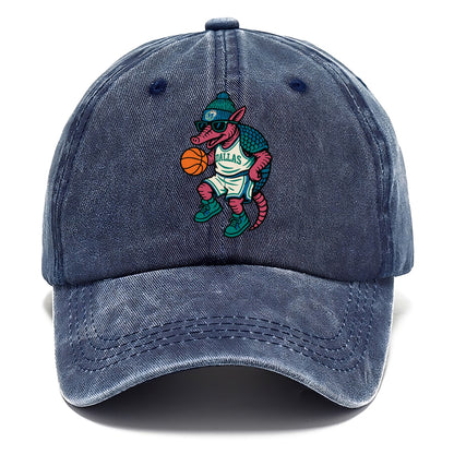 Dallas Armadillo wearing Mavericks beanie with cowboy hat patch and wayfarer - Classic Cap - Twilight Navy(Blue)