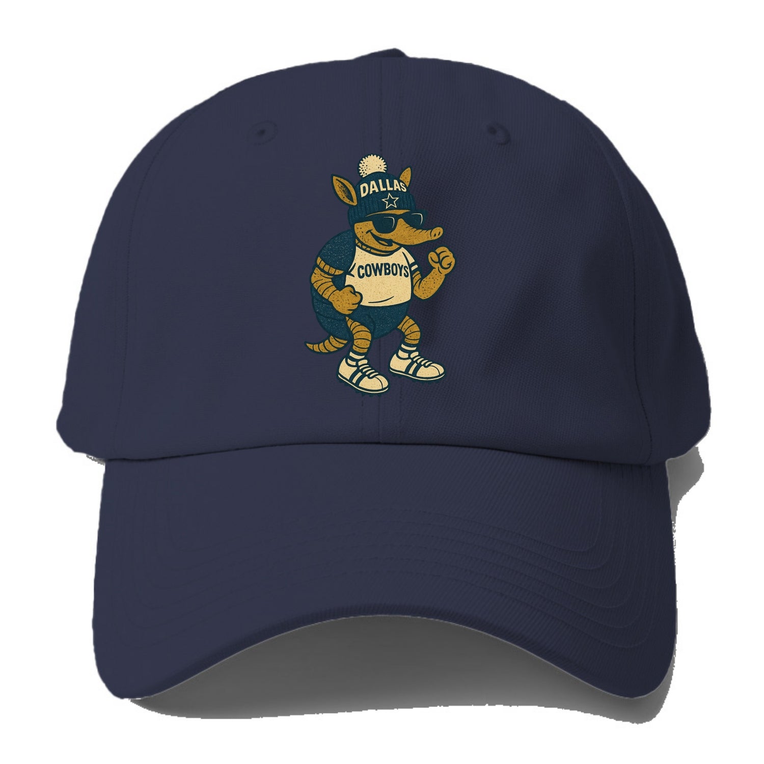 Dallas Armadillo wearing Cowboys beanie with lone star patch and - Baseball Cap For Big Heads - Twilight Navy(Blue)