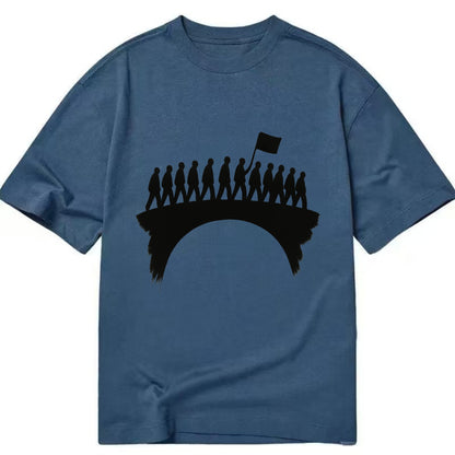 March on bridge silhouette - historic protest ink painting - Classic T-shirt - Twilight Navy(Blue)