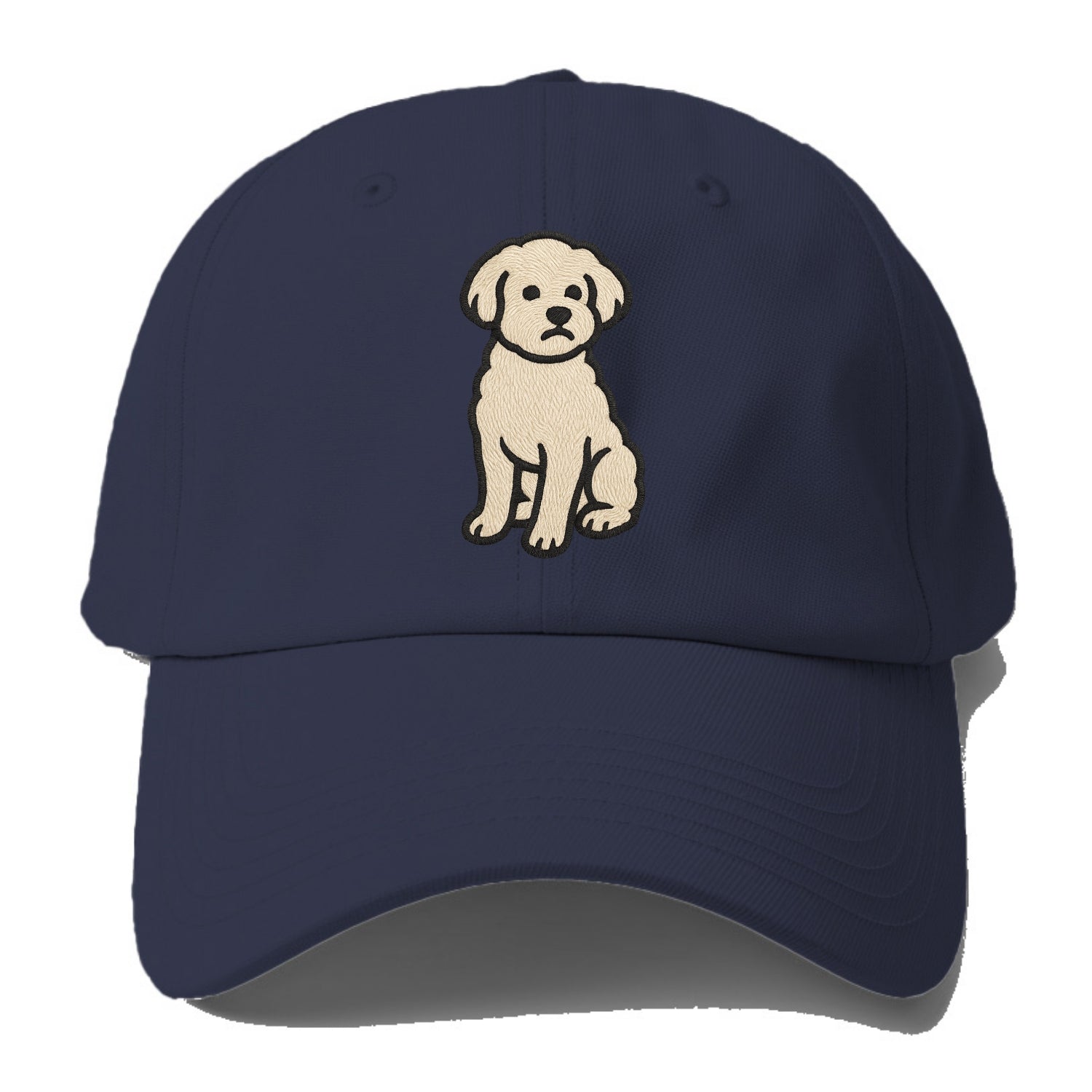 Maltipoo - White curly sitting pose - Baseball Cap - Twilight Navy(Blue)