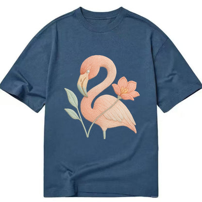 Peach Flamingo - Classic T-shirt - Twilight Navy(Blue)