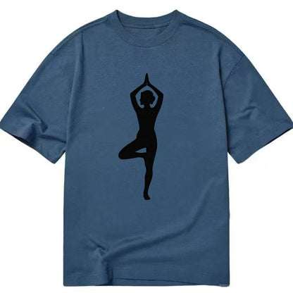 Yogi in tree pose silhouette - Classic T-shirt - Twilight Navy(Blue)