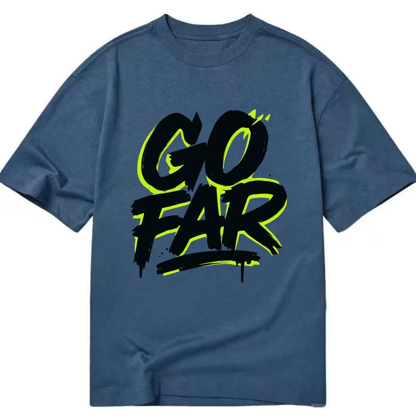 Bold typography design - "GO FAR" - distance goals, pushing limits - Classic T-shirt - Twilight Navy(Blue)