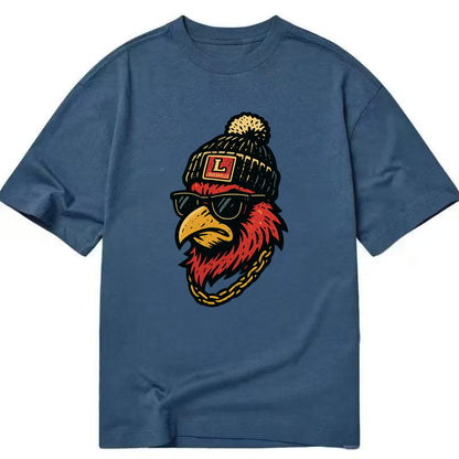 Louisville Cardinal wearing Louisville beanie with L patch - Classic T-shirt - Twilight Navy(Blue)
