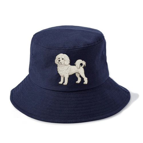 Löwchen - Little Lion Dog white embroidered pose - Bucket Hat