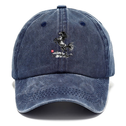 WILD STALLION | Powerful stallion rearing up | Windswept mane and tail | Mountain - Classic Cap - Twilight Navy(Blue)