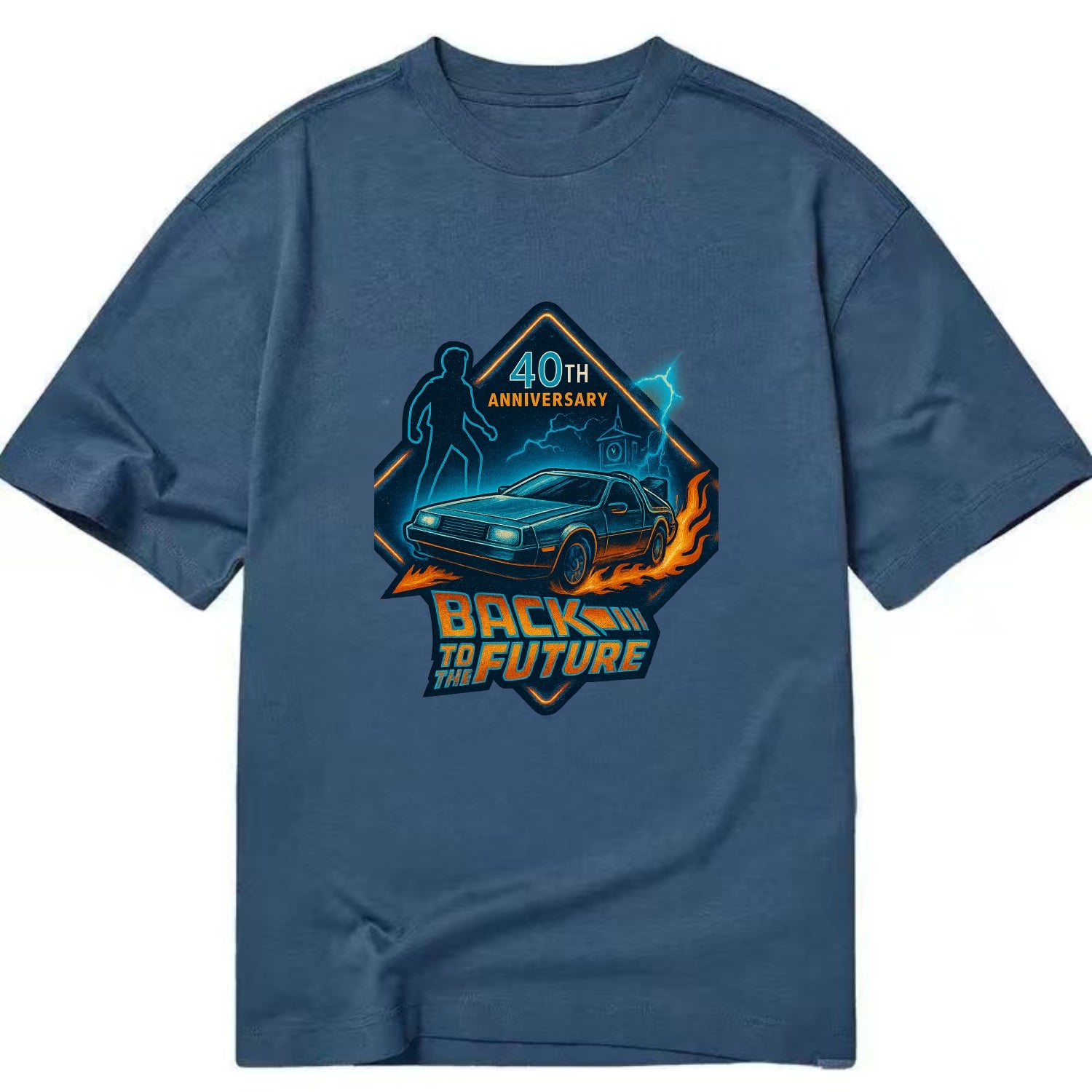 Back To The Future 40th Anniversary 2 - Classic T-shirt - Twilight Navy(Blue)