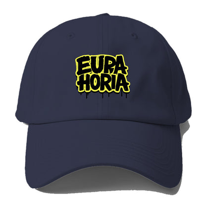 Bold typography design - "EUPHORIA" - intense happiness, ecstasy - Baseball Cap - Twilight Navy(Blue)