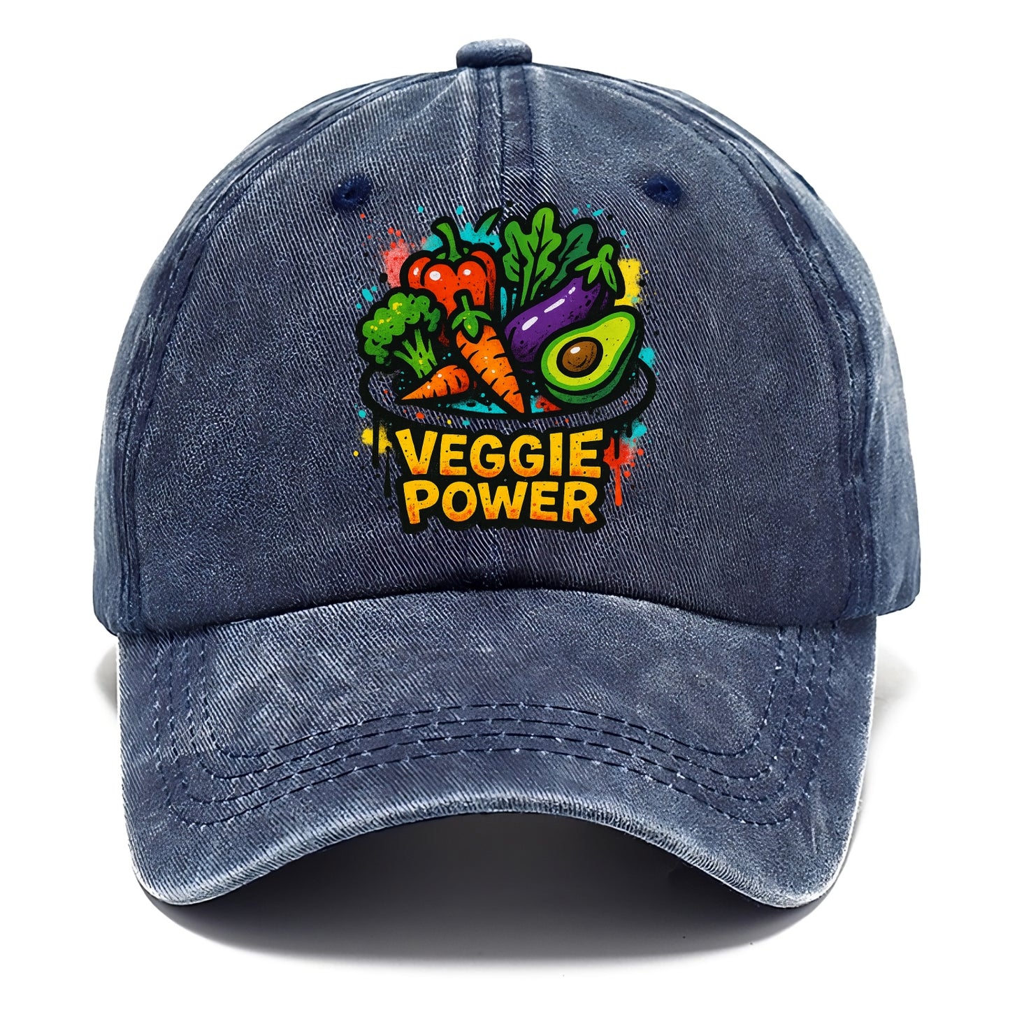 Colorful vegetables and plants on plate - plant-based lifestyle, veggie power - Classic Cap - Twilight Navy(Blue)
