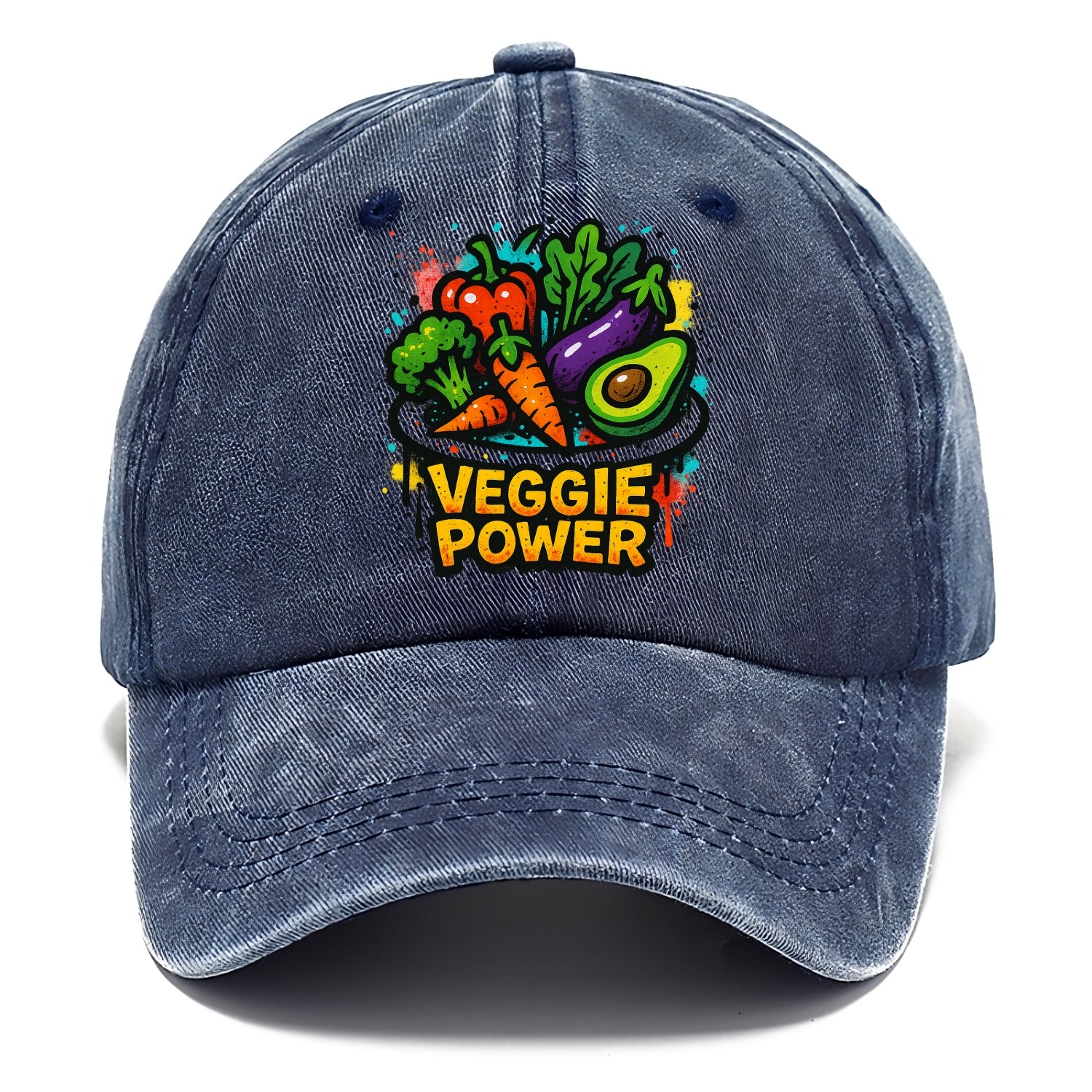 Colorful vegetables and plants on plate - plant-based lifestyle, veggie power - Classic Cap - Twilight Navy(Blue)