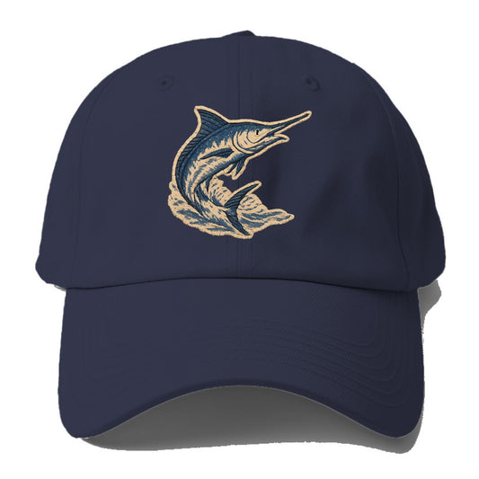 SWORDFISH MARLIN - leaping marlin in blue and silver , sport fishing - Baseball Cap For Big Heads - Twilight Navy(Blue)