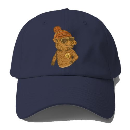 Phoenix Javelina wearing Phoenix beanie with pom pom and wayfarer - Baseball Cap For Big Heads