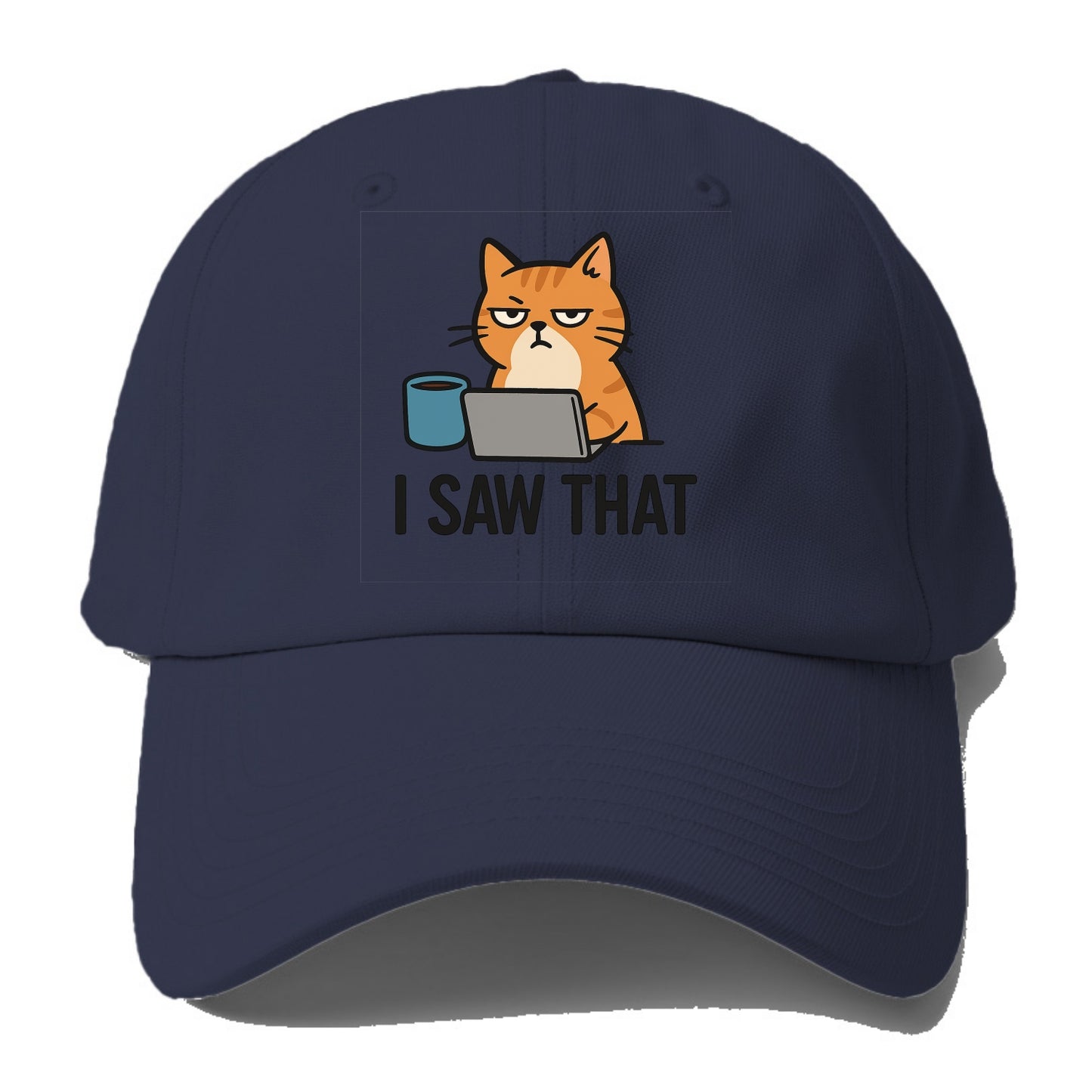 Cat with one eye open judging you - "I SAW THAT" - nothing escapes notice - Baseball Cap - Twilight Navy(Blue)