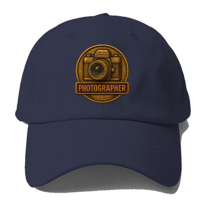 Camera with vintage lens - photographer badge - Baseball Cap - Twilight Navy(Blue)