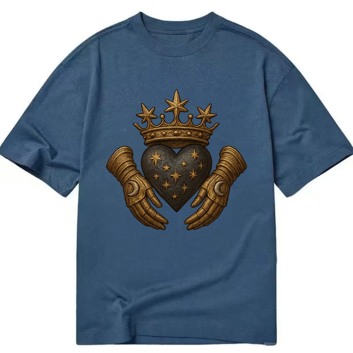Ice crystal crown framing a frosted heart with fur-trimmed winter hands embracing - Classic T-shirt - Twilight Navy(Blue)