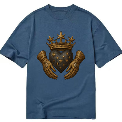 Ice crystal crown framing a frosted heart with fur-trimmed winter hands embracing - Classic T-shirt - Twilight Navy(Blue)