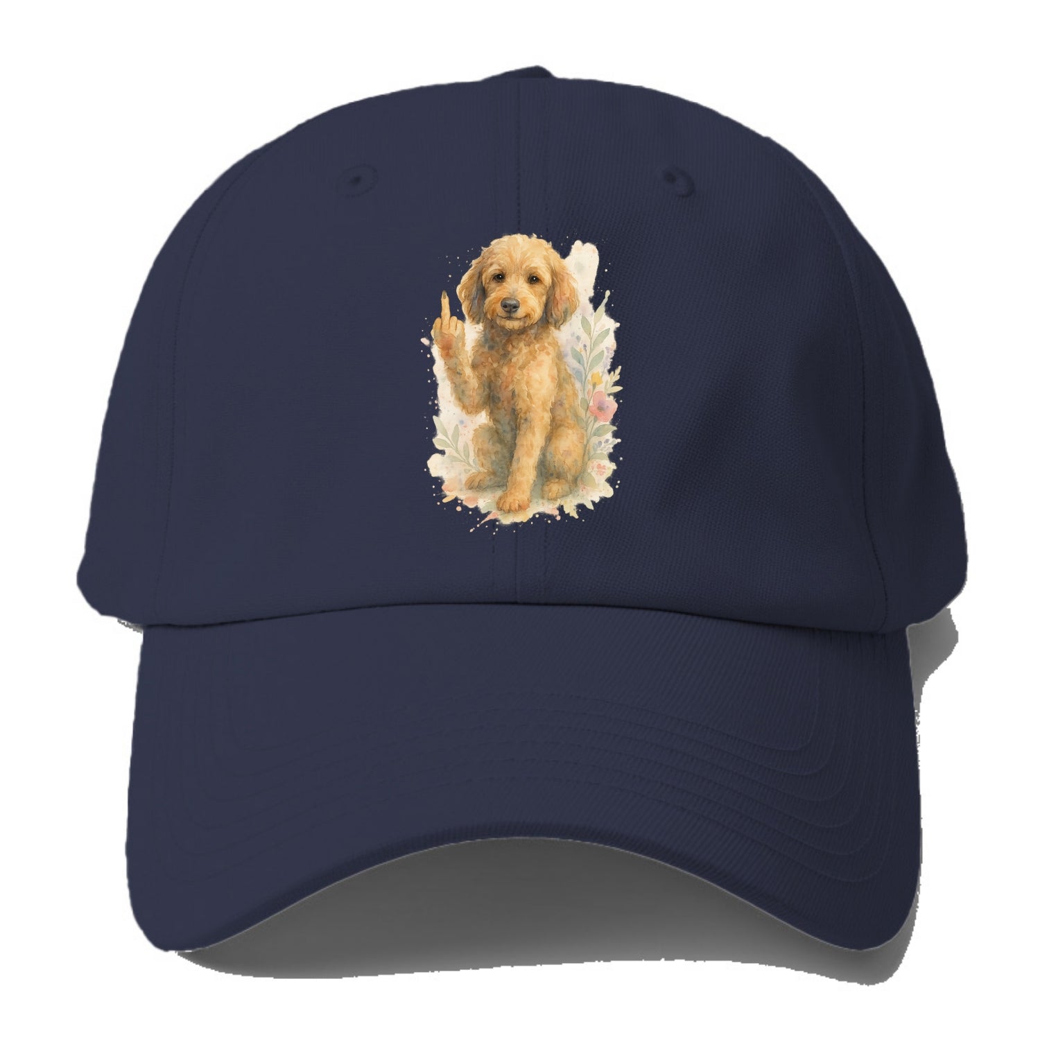 Labradoodle hypoallergenic with wavy coat, intelligent eyes, paw raised - Baseball Cap - Twilight Navy(Blue)
