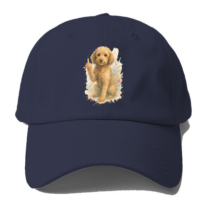 Labradoodle hypoallergenic with wavy coat, intelligent eyes, paw raised - Baseball Cap - Twilight Navy(Blue)