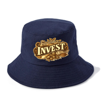Bold typography design - "INVEST" - growing money, smart decisions - Bucket Hat - Twilight Navy(Blue)