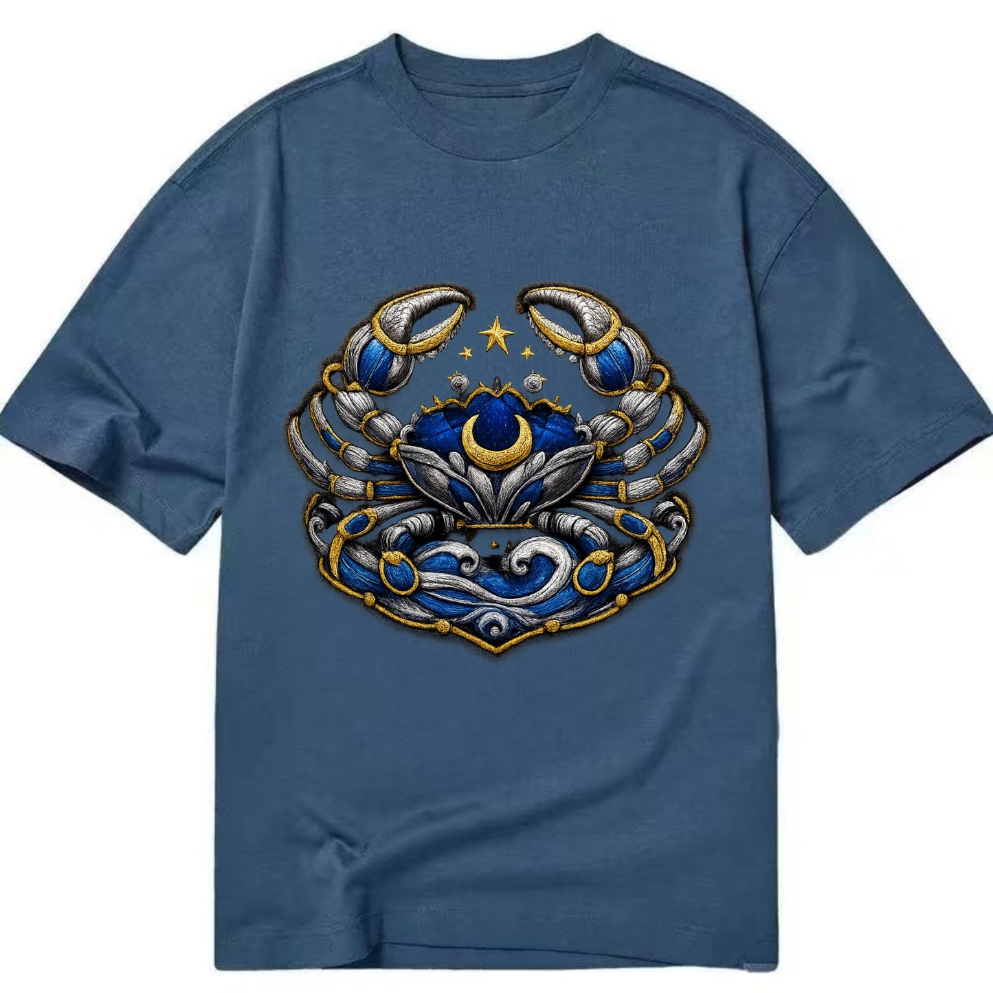 CANCER CRAB - protective crab in silver and blue , water sign - Classic T-shirt - Twilight Navy(Blue)